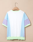 Purple Colorblock Patchwork Oversized T Shirt