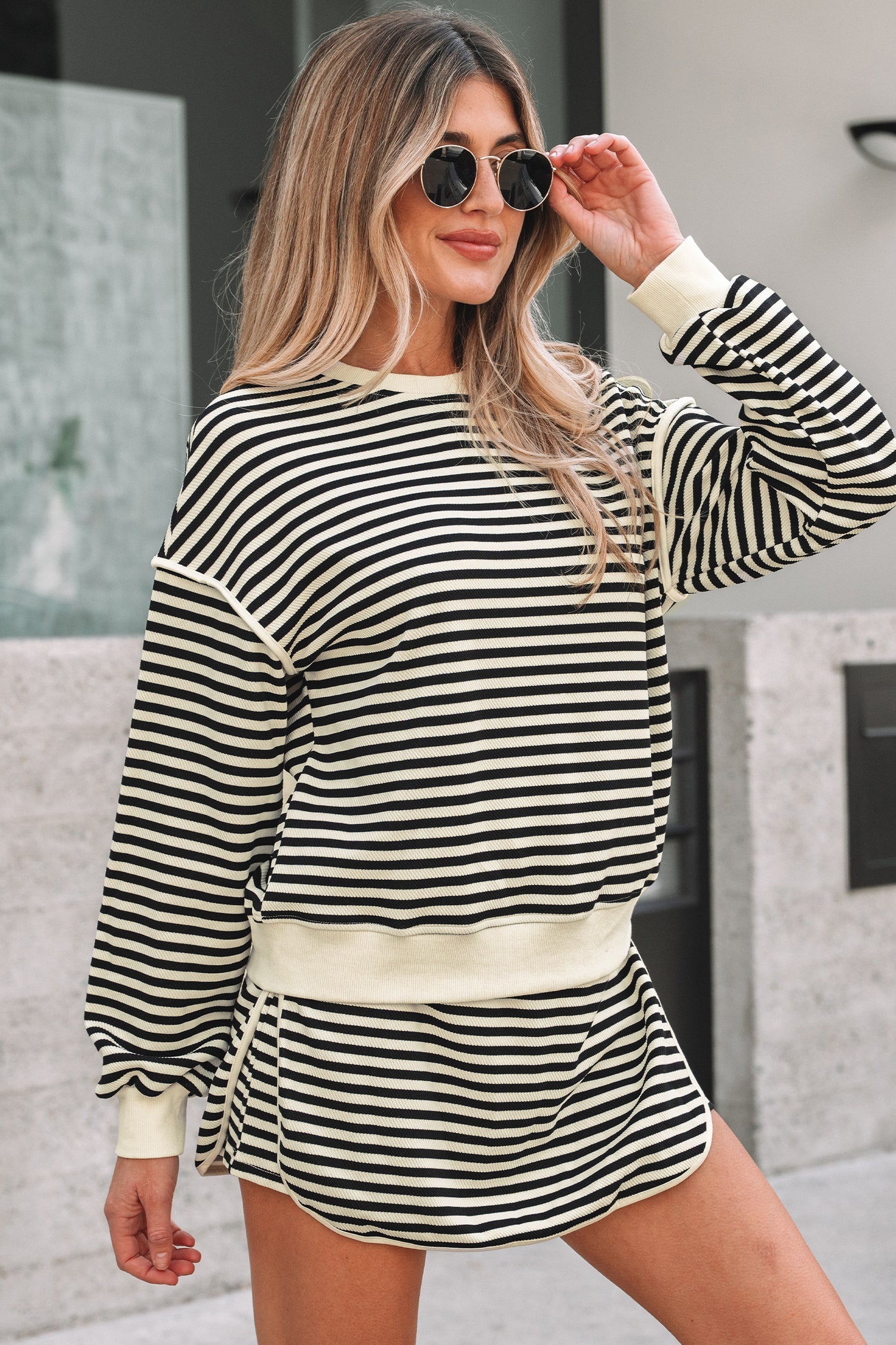 Jessica Drop Shoulder Pullover Top &amp; Skirt Set