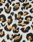 Leopard Ruffle Trim 3/4 Sleeve Buttoned Shirt