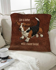 Baha Ranch Basset Hound Life is Better Throw Pillow Case Made in America
