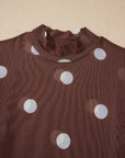 Polka Dot Mesh Long Sleeve Bodysuit