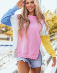 Harper Side Slits Crewneck Sweatshirt