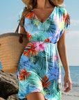 Tropical Semi-Sheer Beach Cover Up Dress