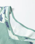 Plus Size Camo Patchwork Ribbed V-Neck Tee