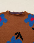 Floral High Neck Sweater Vest