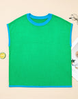 Contrast Trim Crewneck Short Sleeve Sweater