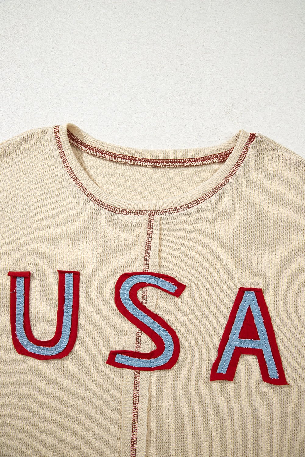 USA Star Contrast Patchwork Exposed Seam Top