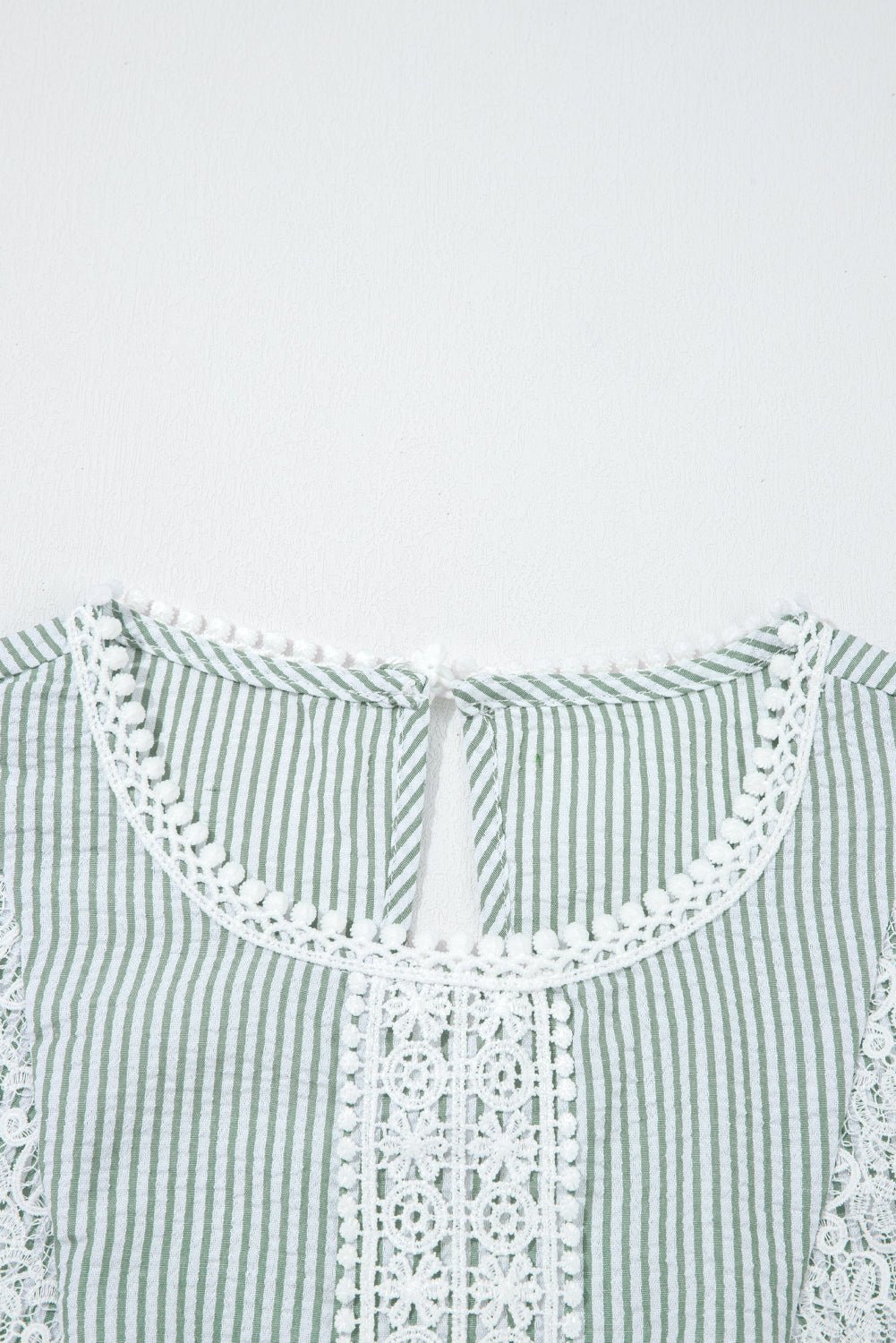 Meredith Stripe Lace Patchwork Crew Neck Tank Top