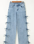 Denim Bow Side Straight Leg Jeans