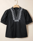 Raelynn Contrast Embroidered Detail Blouse