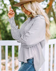 Stripe Smocked Long Sleeve Button-Up Shirt