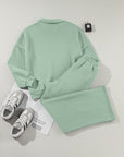 Solid Zip-Up Jacket and Drawstring Pants Set