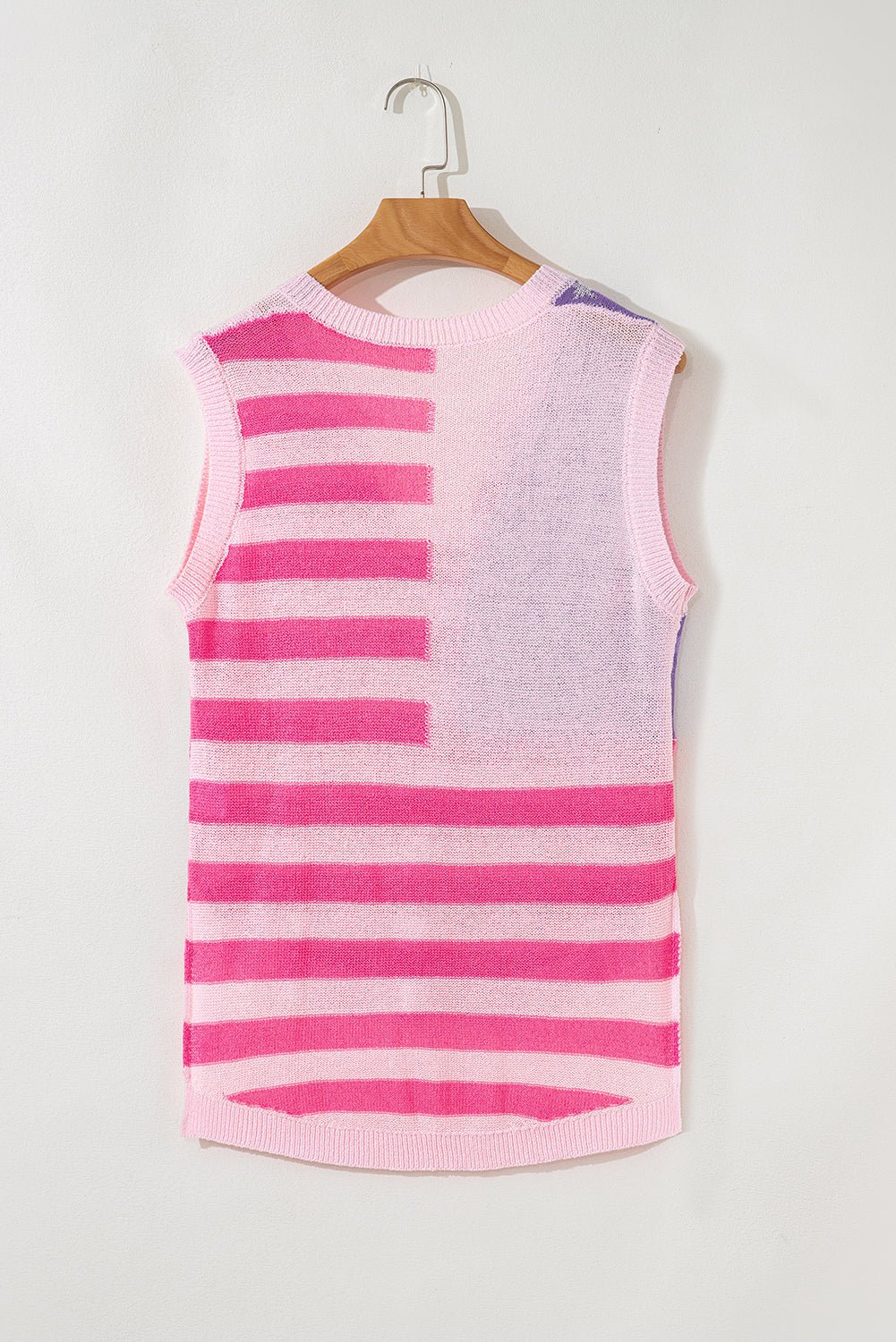 USA Flag Notch Neck Sleeveless Sweater Top
