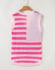 USA Flag Notch Neck Sleeveless Sweater Top