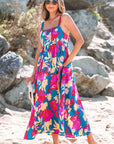 Floral High Waist Sleeveless Flared Maxi Dress
