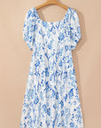 Plus Size Floral Sweetheart Neck Midi Dress