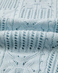 Pointelle Knit Scallop Trim Short Sleeve Sweater