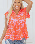 Karla Floral Collared Button Blouse