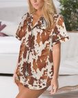 Baha Ranch Cow Hide Print Western Cowgirl Satin Pajama Set