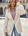 Solid Lapel Collar Single Button Sweater Cardigan