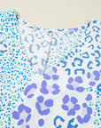 Plus Size Leopard 3/4 Sleeve V-Neck Top