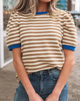 Elora Sleeve Contrast Trim Tee