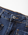 Denim High Waist Patch Pocket Straight Leg Jeans