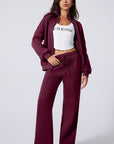 Solid Zip-Up Jacket and Drawstring Pants Set