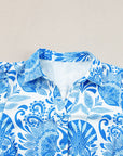 Floral Half-Button Front Collared Ruffle Mini Dress