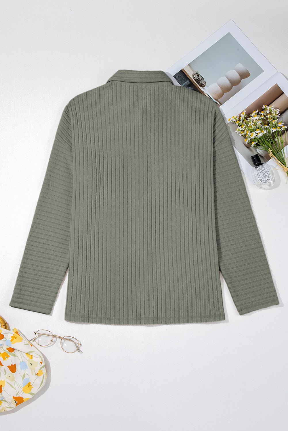 Lucia Ribbed Texture Button Up Shacket