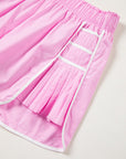 Contrast Trim Pleated High Waist Active Shorts