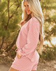 Checker Long Sleeve Pullover and Shorts Set