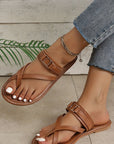 Everleigh Buckle Leathered Flat Slippers