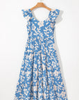 Floral Scoop Neck Tiered Flowy Midi Dress