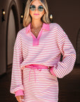 Juniper Stripe Collared Pullover and Skort Outfit