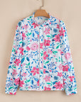 Floral Lace Trim Buttoned Long Sleeve Shirt
