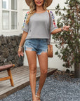 Crochet Trim Dolman Sleeve T-Shirt