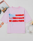 USA Flag Bow Crewneck Graphic Tee