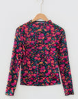Floral Mesh Long Sleeve Mock Neck Top