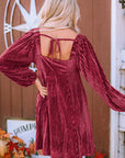 Velvet Tie-Back Square Neck Babydoll Dress