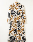 Tropical Contrast Trim Ruffle Hem Dress