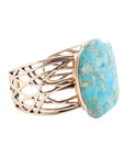 Abstract Blue Turquoise Golden Statement Cuff