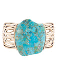 Abstract Blue Turquoise Golden Statement Cuff