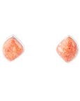 Abstract Orange Sponge Coral and Sterling Silver Stud Earrings