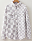 Checker Flap Pocket Button Front Shacket