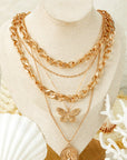 Amara Multilayer Butterfly Charm Necklace
