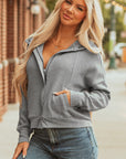 Kayla Waffle Zip Up Hooded Jacket