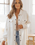 Rosalie Textured Flap Pocket Buttoned Shacket