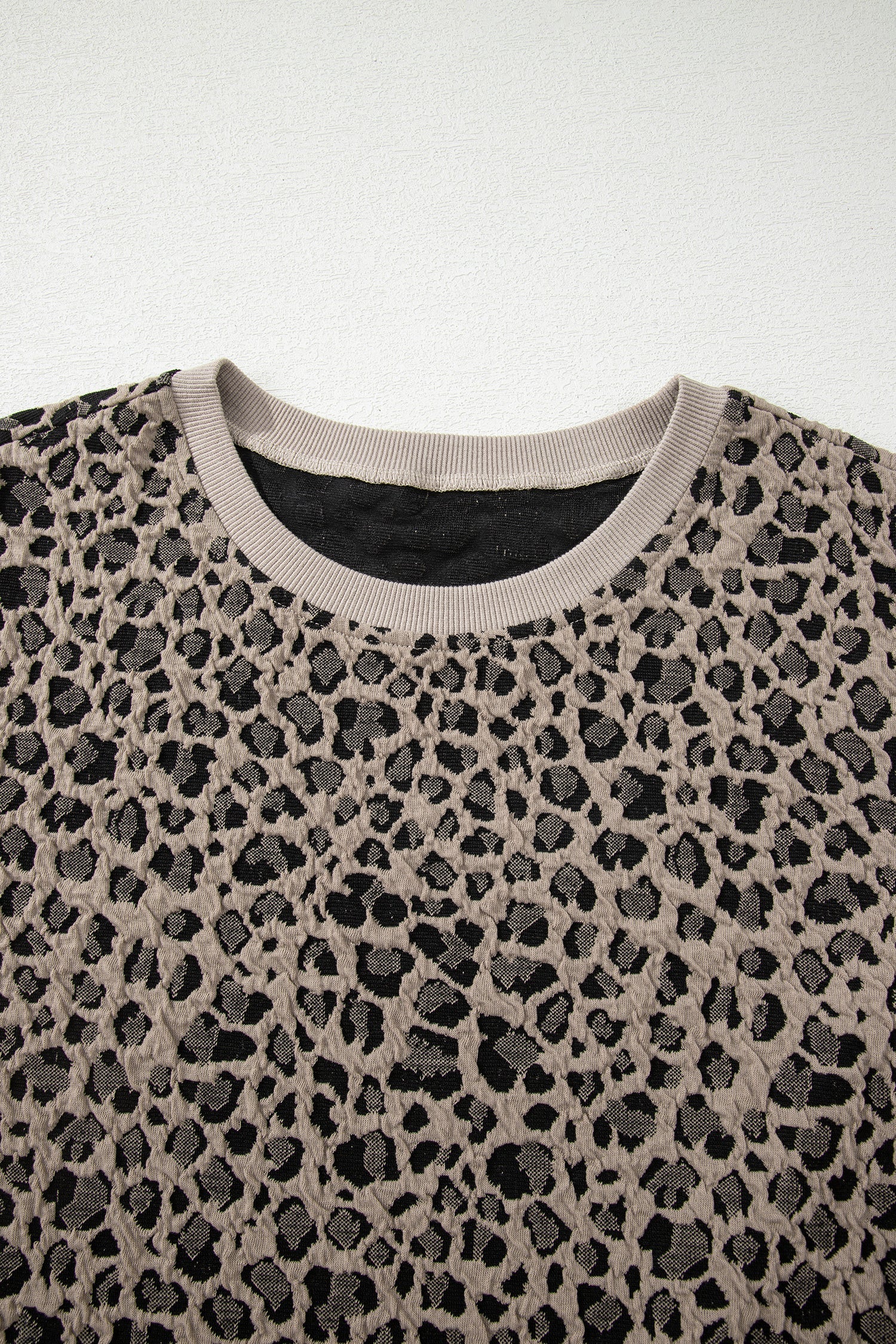 Plus Size Leopard Textured Short Sleeve T-Shirt