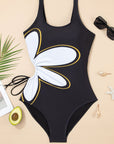 Floral Sleeveless Drawstring One-Piece Swimsuit